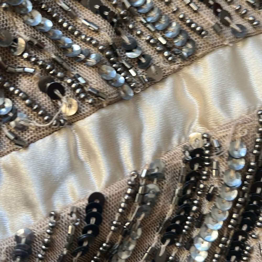 ADRIANNA PAPELL SEQUIN BEADED EMBELLISHED GOLD BRONZE MAXI DRESS LONG GOWN 4 - Picture 5 of 8